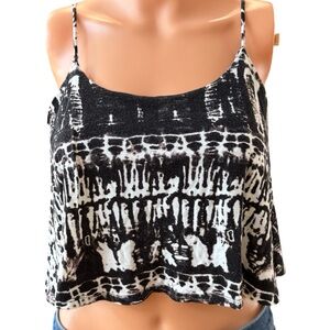Phanuel Black & White Abstract Spaghetti-Strap Crop Top